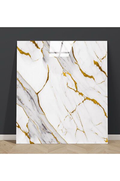 UKAB DEKOR 30x60 cm Kendinden Yapışkanlı Gold Mermer Seramik Desenli Köpük PVC Duvar Paneli Banyo Mutfak 9015