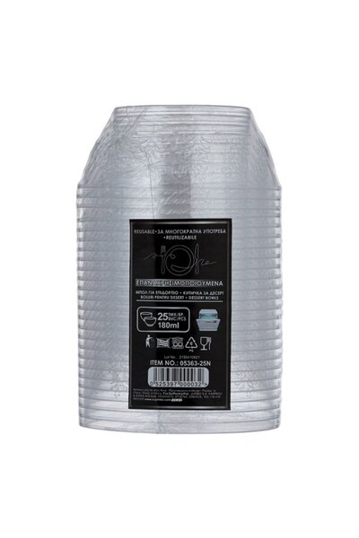 OEM Set Reusable Plastic Bowls Transparent with Floral Pattern 180ml - 25pcs