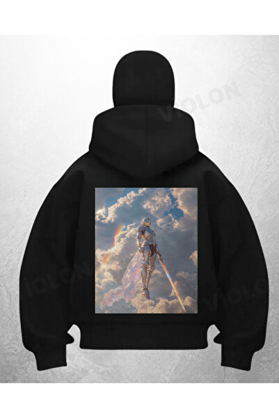 Bravebell سترة كارديجان سوداء مطبوعة من Angels Warrior بتصميم الساموراي الثلجي