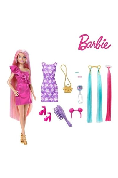 Barbie păpușă cu păr colorat și accesorii, 7 x 3,5 x 30 cm, multicoloră