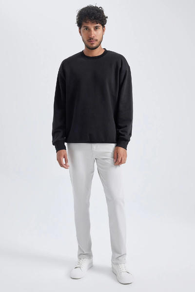 DeFacto Oversize Wide Fit Crew Neck Thick Basic Plain Sweatshirt T5139Az23Au
