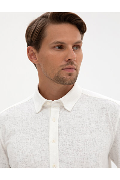 Pierre Cardin Ecru Regular Fit Knitted Shirt 50311692-Vr019