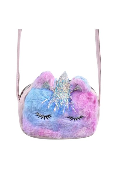 MYONNA IT & E- COMMERCE Girls' Unicorn Fur Bag, Pink Multicolor, 17x4.5x11cm,...