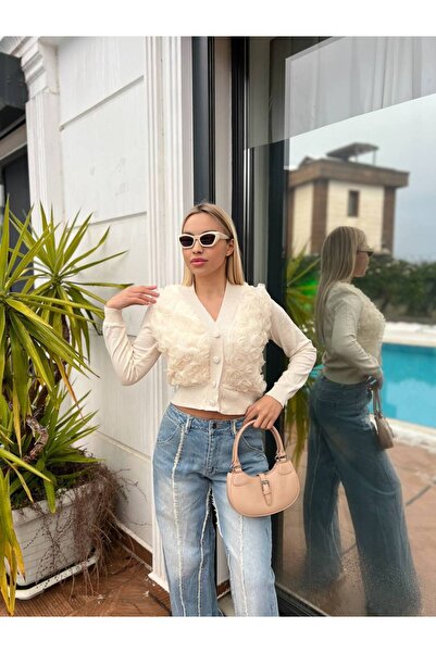 PREMİER VİE νέα σεζόν Πλεκτή ζακέτα με δαντέλα μπροστά