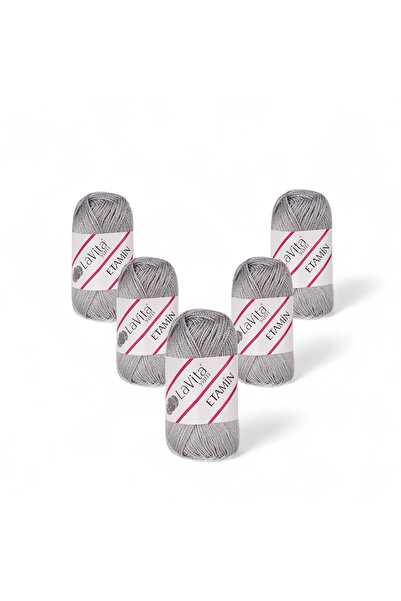 LaVita Yarn Fir de tricotat manual Etamin 100% Acrilic 150gr 5 BUC (0003 GRI)