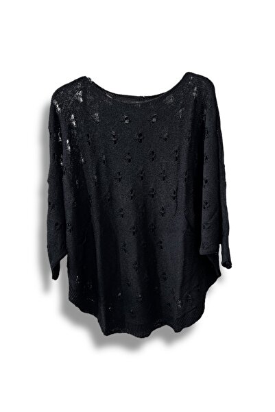 SUMEF Oversize Merserize Triko Bluz - Delikli Desenli Kazak (38-52 Beden)