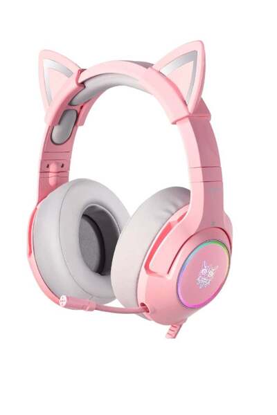 Generic Wired Gaming Headset Over Ear Gaming Headphones Removable Cat Ears Headphones with Microphone