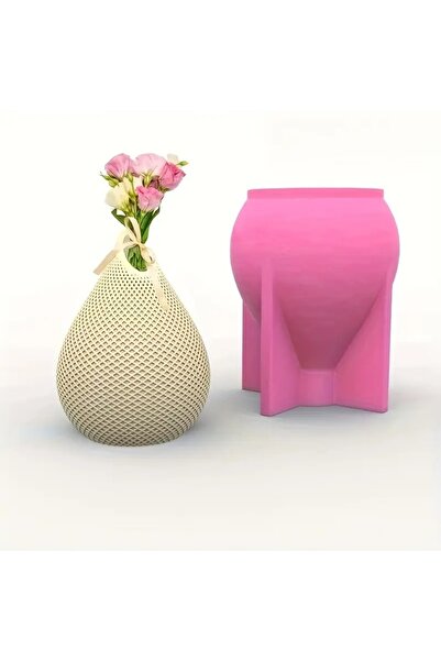 AnkaHobiMarket Çizgi Desenli Su Damlası Vazo Silikon Kalıp (S960)