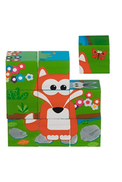 OEM Wooden Puzzle, 6 in 1, Jungle Animals (9 pieces) 10.3x10.3x3.5cm