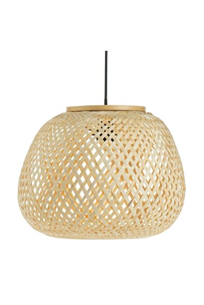 OEM Lampă suspendată cu abajur țesut din bambus, 35x35x26cm