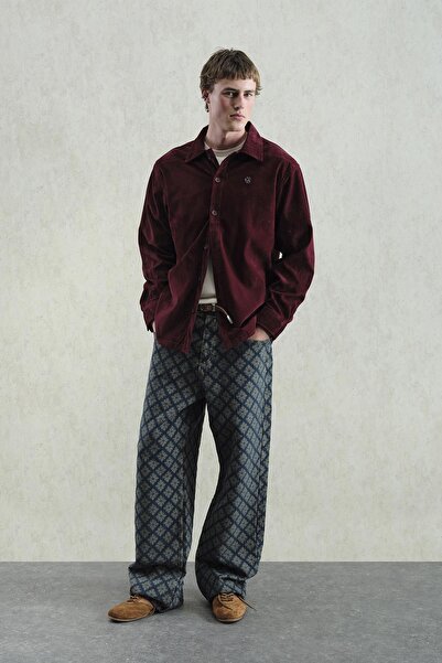 GIESTO Πουκάμισο από καστόρι σε μπορντό χρώμα