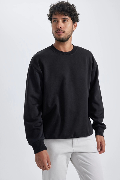 DeFacto Oversize Wide Fit Crew Neck Thick Basic Plain Sweatshirt T5139Az23Au