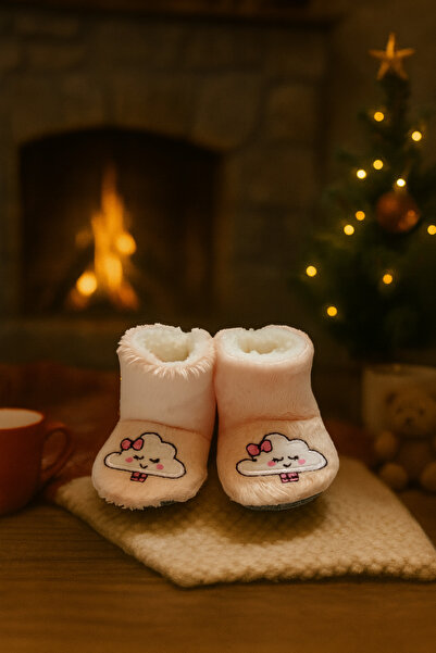 Midimax Peluş Bebek ve Çocuk Panduf Ev Botu – Kışlık Kaymaz Tabanlı Patik