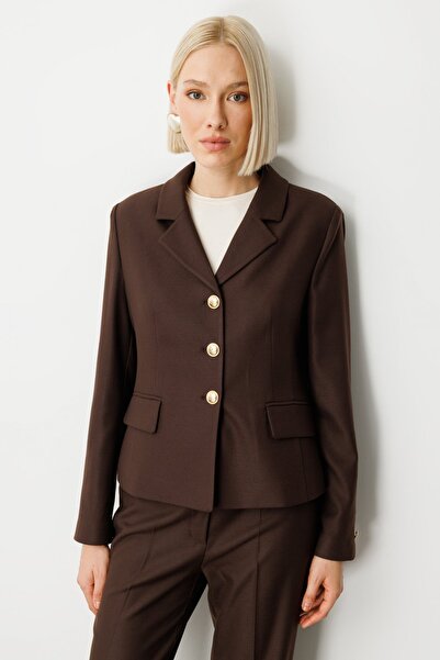 Ekol Omzu Vatkalı Kapak Cepli Ceket Kahve 5049-26k