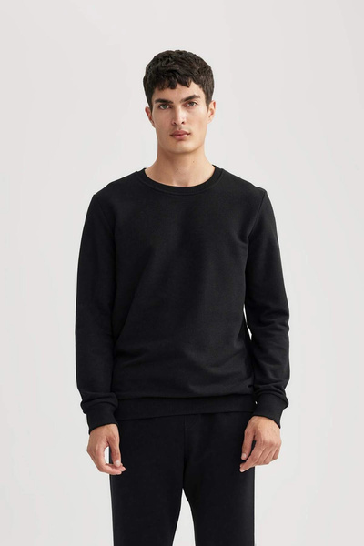 DeFacto Gray Regular Fit Crew Neck Basic Plain Sweatshirt M7851Az23Au