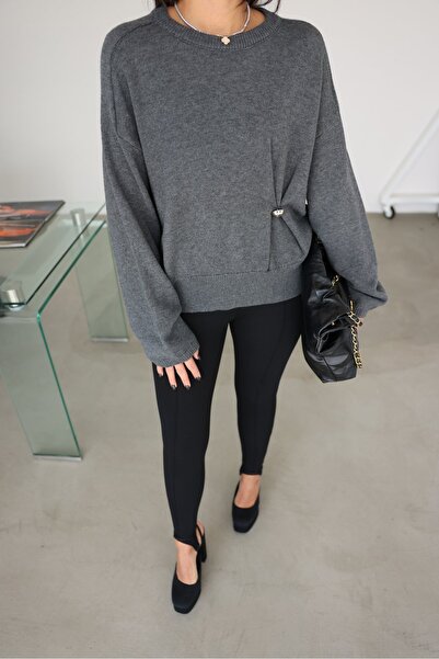 Özge Özgenç Drawstring Button Detailed Sweater