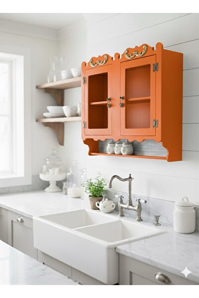 Bypinaryuksel Çift Kapaklı Tel Dolap ,Fincan Rafı(turuncu)