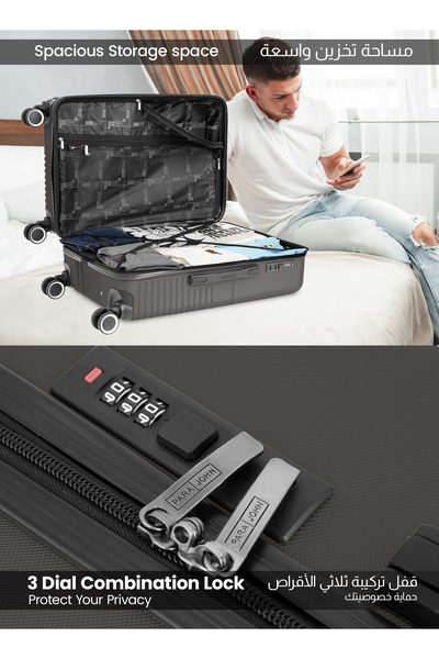 PARAJOHN Lightweight ABS Hard Side 8 Spinner Wheels Luggage checked-in Trolley Bag with Lock - 24 inch