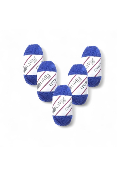 LaVita Yarn خيوط إيتامين للحياكة اليدوية 100% أكريليك 150 جرام 5 قطع (9814 أزرق)