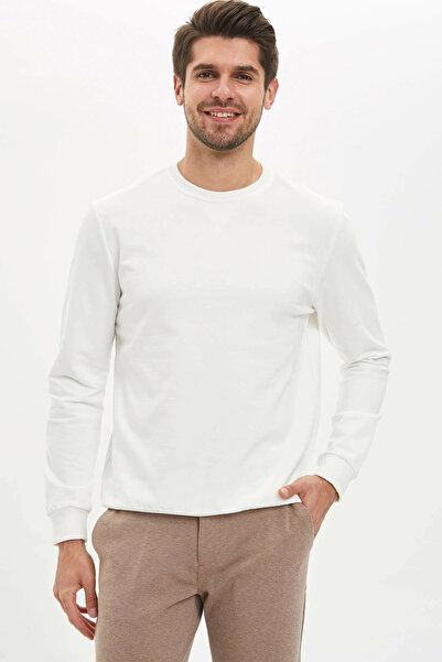 DeFacto Men's White Crew Neck Basic Regular Fit Sweatshirt M7823Az20Sp