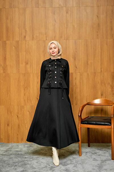 LOCCO Дамски комплект Menra Kuşgözü с детайли, черен