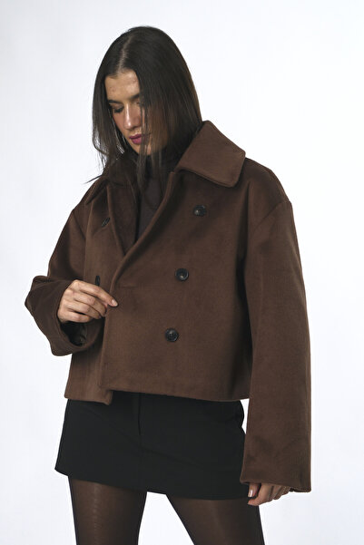 ABBRA Kadın 6 Düğmeli Mini Kaşe Ceket