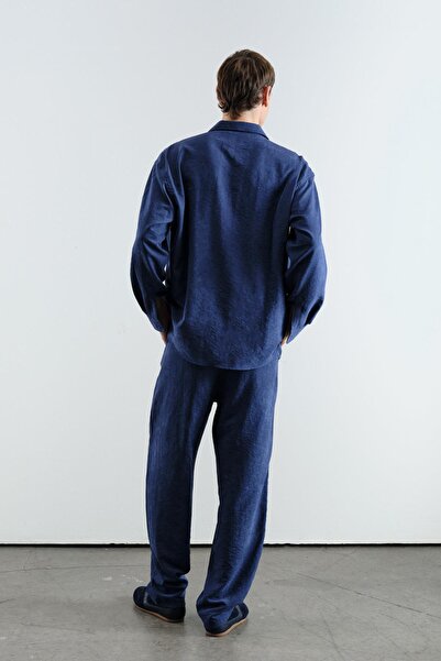 GIESTO Plied Effect Modal Dark Blue Trousers