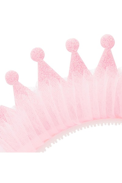 OEM Pink Hair Crown Tiara with Glitter and Tulle for Children