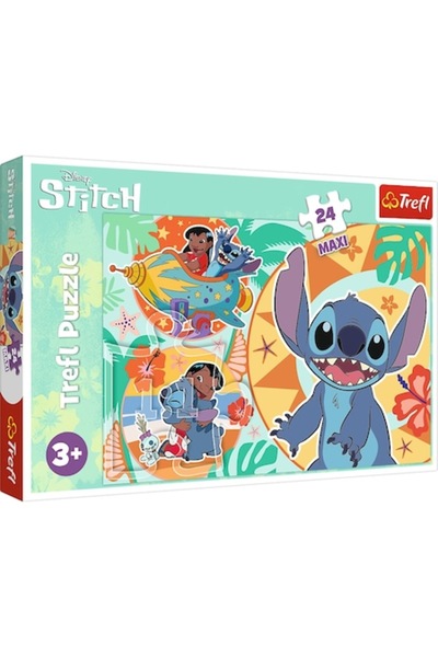 Trefl Puzzle Maxi - Disney Stitch, Happy Day of Lilo and Stitch, 24 pieces