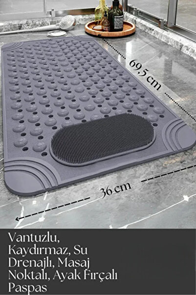 ALBBEK 2 Pieces Massage Dot Mat with Suction Cups for Bathroom Shower Tub Water Drainage 69.5 X 36 cm