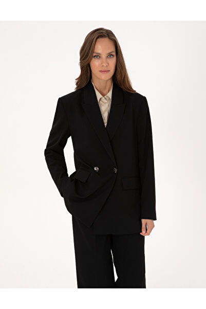 Pierre Cardin Black Comfort Fit Double Breasted Jacket 50319433-Vr046