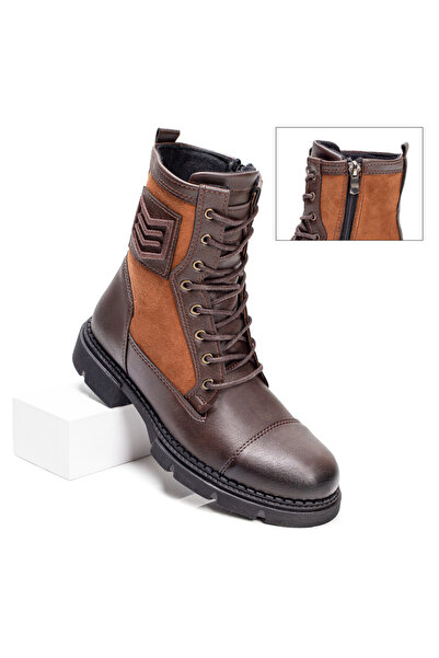 Modlet.ro Men's brown boots with zipper and laces MOD07280