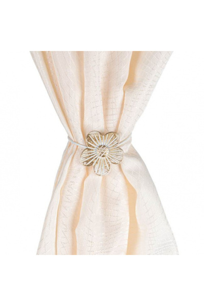 OEM Decorative Brooch with Magnet for Curtain, 30.5 cm Cord, White/Gold