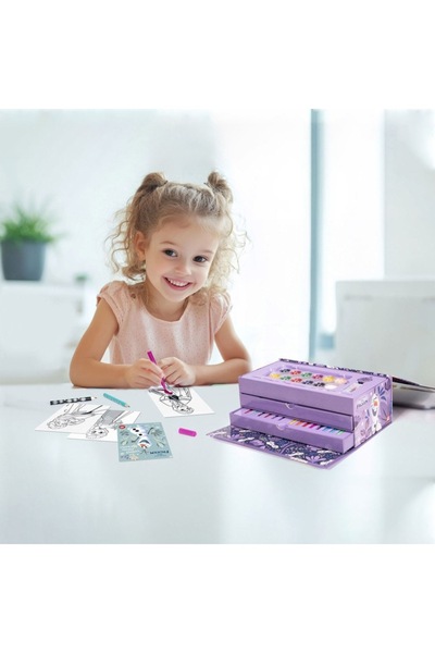 OEM Disney Frozen 2 Coloring Set, 50 accessories, suitcase with handle, 2 drawers