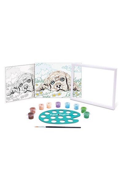 OEM Paint-by-Numbers Set "Loving Puppy" - Multicolor, 9 Acrylic Paints, Frame & Brush, Ages 9+