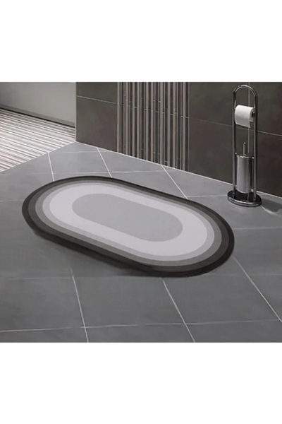 ALBBEK 2 Pieces Oval Magic Water Absorbent Bath Mat with Non-Slip Base, Ablution Mat 38X58 cm A-60