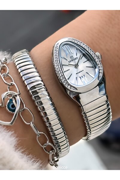 Reward Stone Snake Watch from Thick to Thin Single Tour, Small Case (24 Diameter), 3 Atm Silver Steel Band