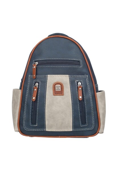 OEM Rucsac de damă, Charm & Shape, piele, bleumarin