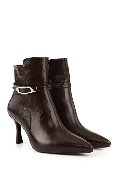 GÖNDERİ(R) Women's / Girls' Brown Zippered Thin Heeled Boots