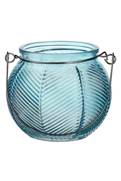 OEM Felinar decorativ rotund suspendat cu mâner metalic și sticlă Ø9.5x8.5cm