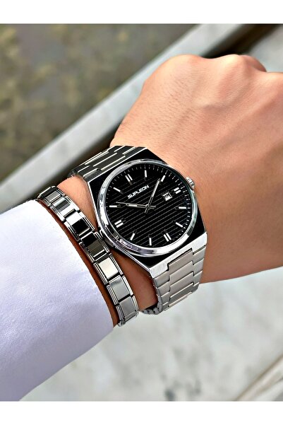 saatistasyonu Silver Color Steel Case Steel Bracelet Set