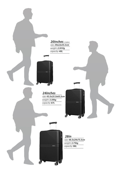 PARAJOHN Lightweight ABS Hard Side 8 Spinner Wheels Luggage checked-in Trolley Bag with Lock - 24 inch