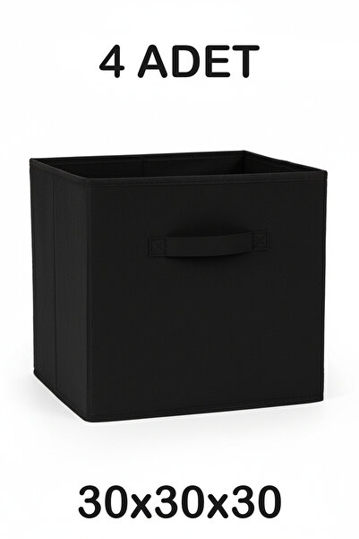 PH Prendi Home 4-Piece Black Fabric Closet Organizer Box - 30X30X30 cm Foldable Multi-Purpose Storage Box