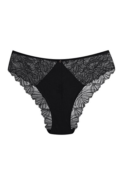 ESOTIQ Chiloți de damă din material fin cu detalii florale din dantelă, pandantiv auriu, romantic și elegant | Briana