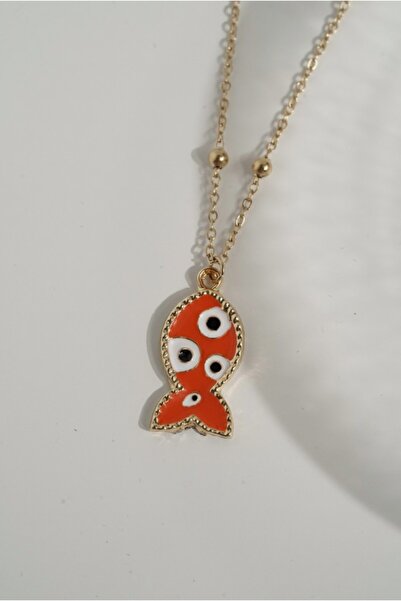AŞIK ACCESSORIES Colorful Patterned Fish Steel Necklace