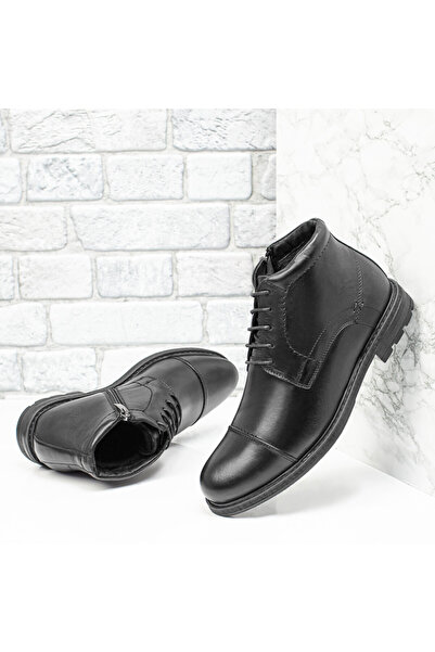 Modlet.ro Men's black genuine leather boots with zipper MOD10564