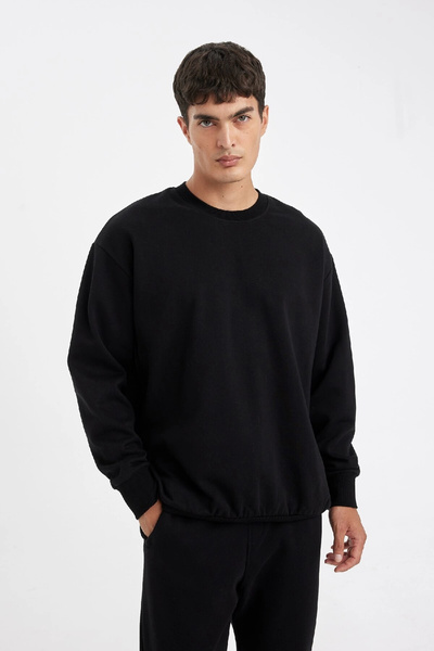 DeFacto Oversize Wide Fit Crew Neck Thick Basic Plain Sweatshirt T5139Az24Au