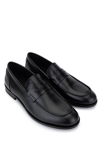Tamer Tanca Men's Genuine Leather Black Loafer Shoes