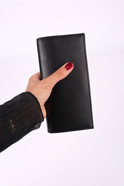 saraci leather craft Saraci Leather Wallet with Phone Compartment - Genuine Leather Long Wallet - Magnetic and Hand Strap, Unisex