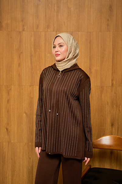 LOCCO Women's Stone Detail Knitwear Set Brown